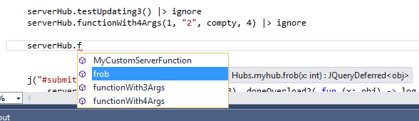 SignalRProvider IntelliSense